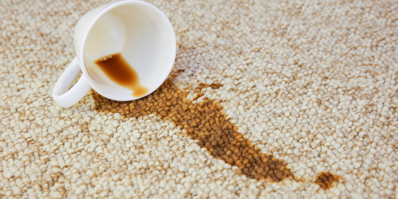 Cup of coffee fell on carpet. Stain is on floor.
